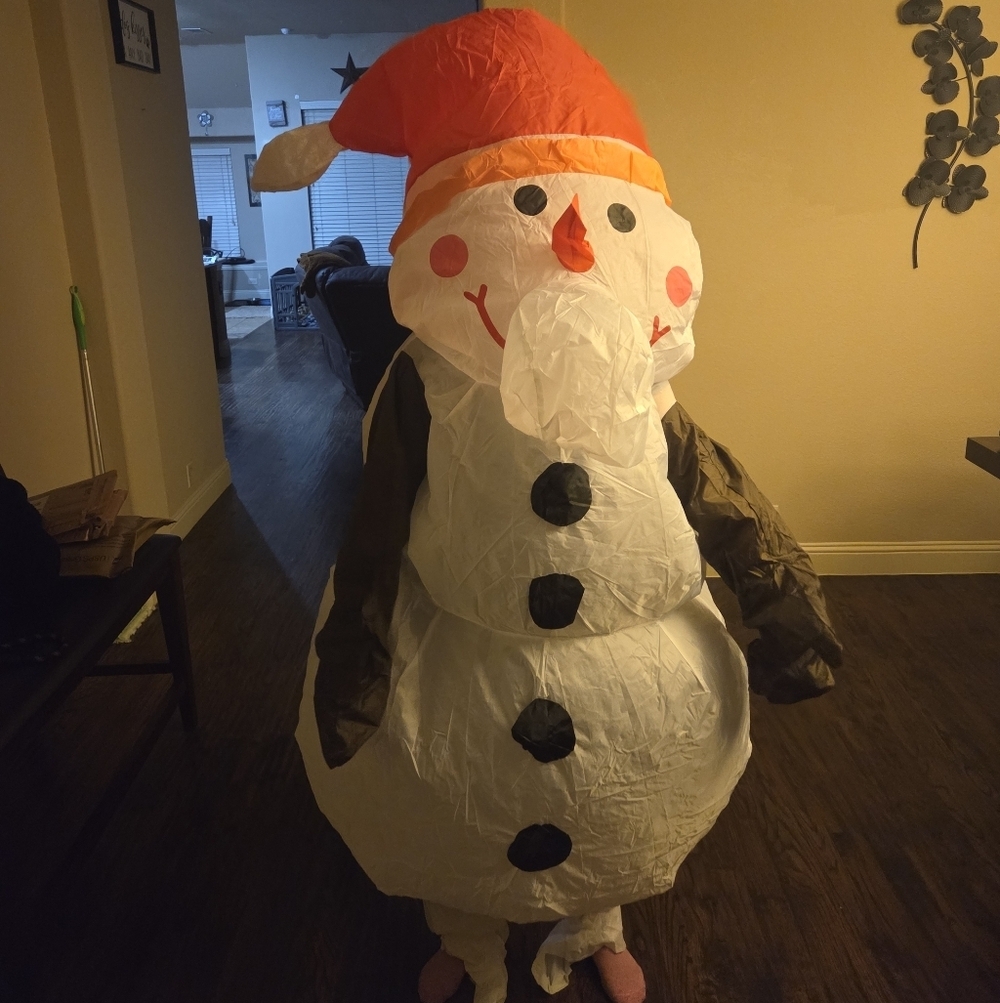 Cheerful Snowman Inflatable with Red Hat and Scarf - Picture 11 of 16